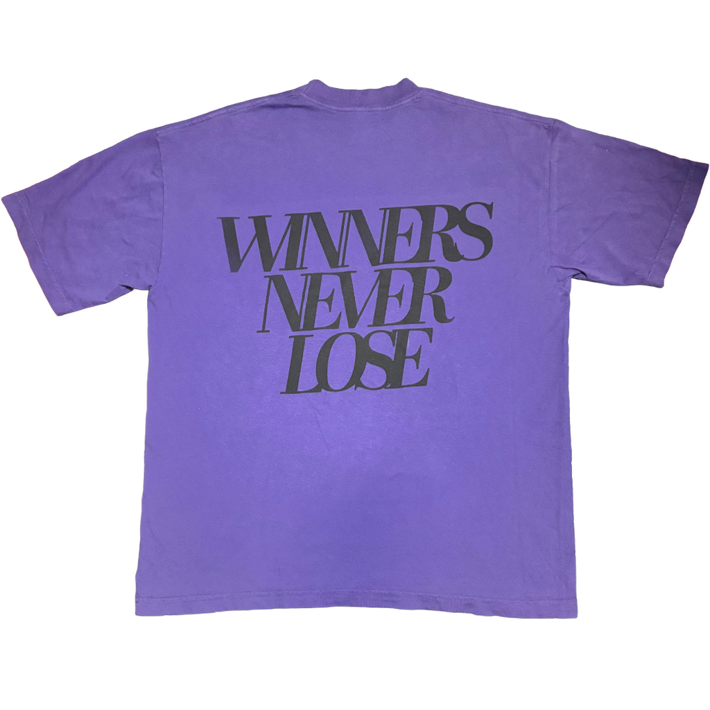Black on purple tee shirt