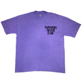 Black on purple tee shirt